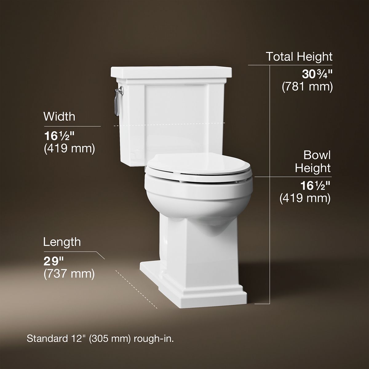3/4 view of product with dimensions