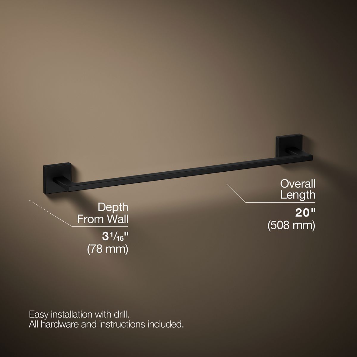 3/4 view of product with dimensions