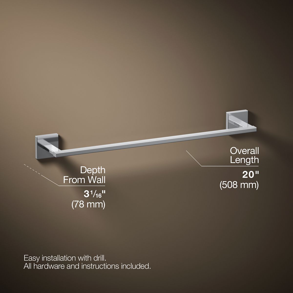 3/4 view of product with dimensions