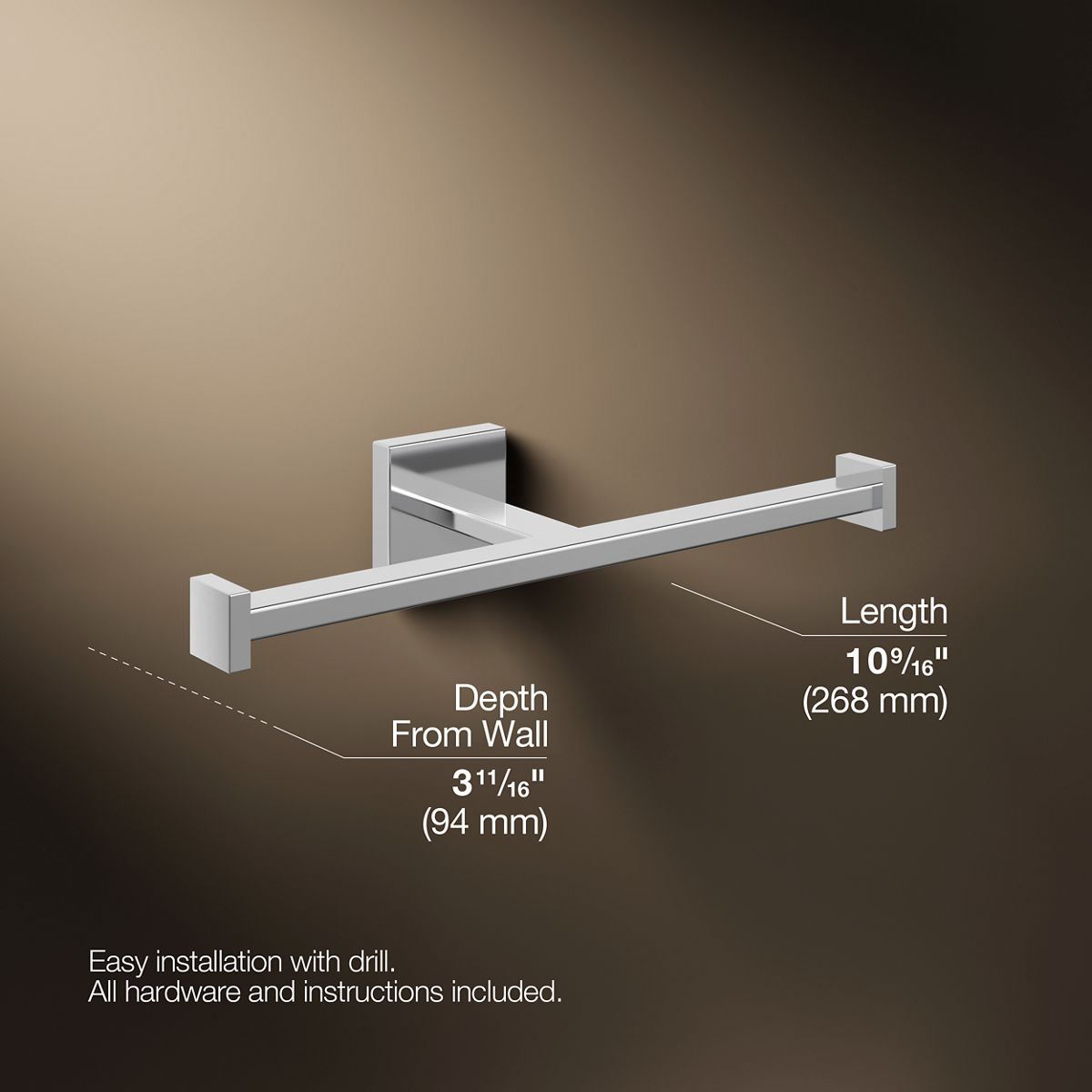 3/4 view of product with dimensions
