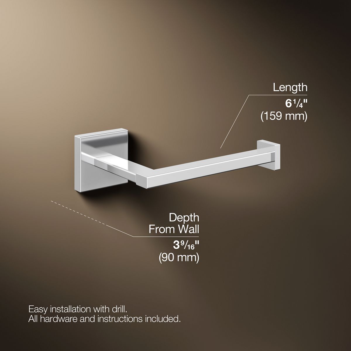 3/4 view of product with dimensions