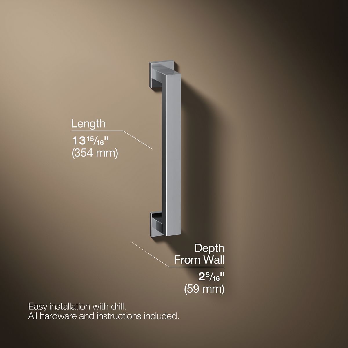 3/4 view of product with dimensions