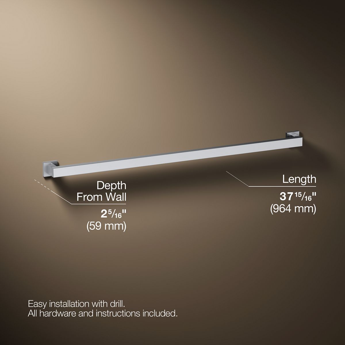 3/4 view of product with dimensions