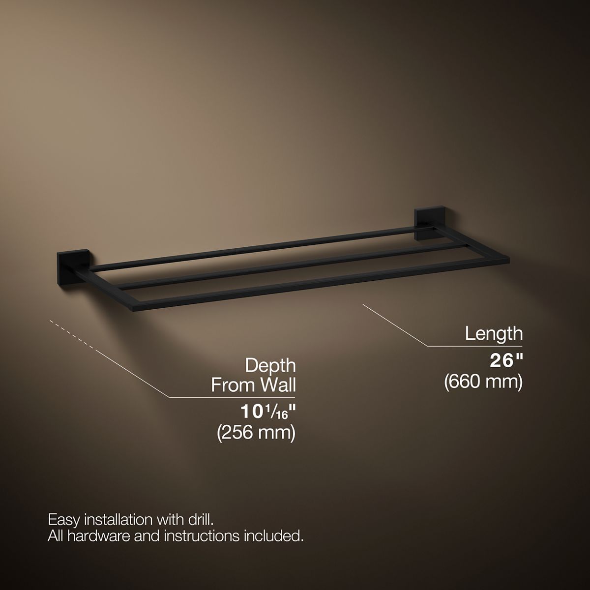 3/4 view of product with dimensions