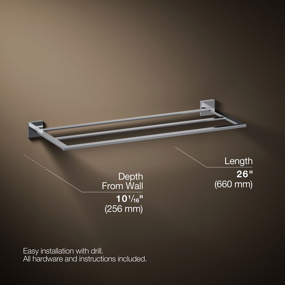 3/4 view of product with dimensions