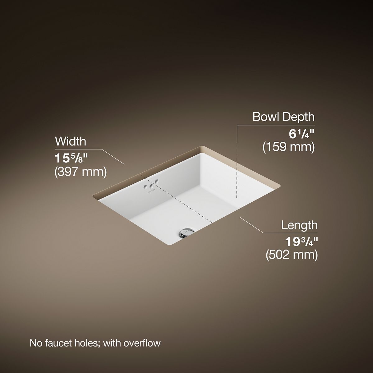 3/4 view of product with dimensions