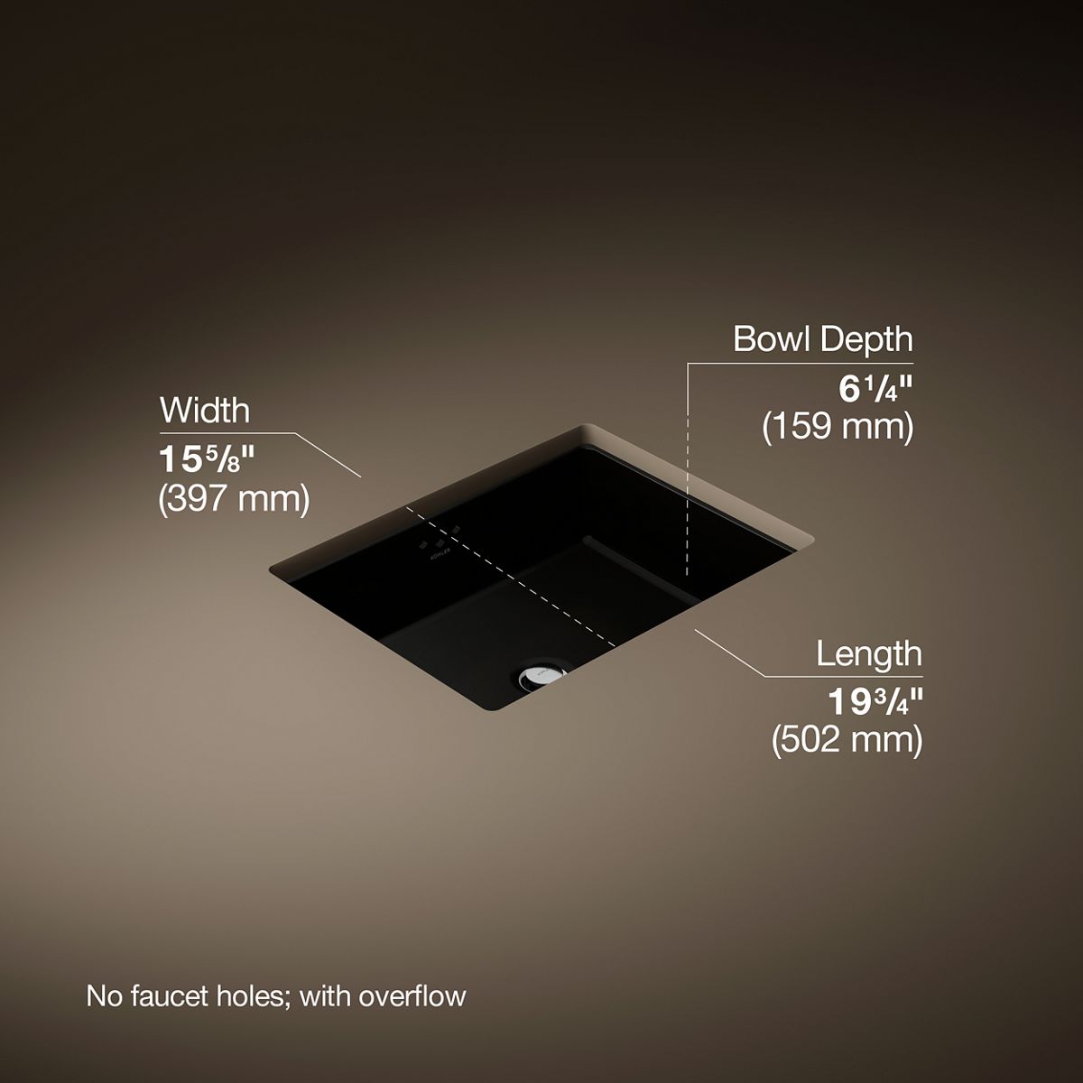 3/4 view of product with dimensions