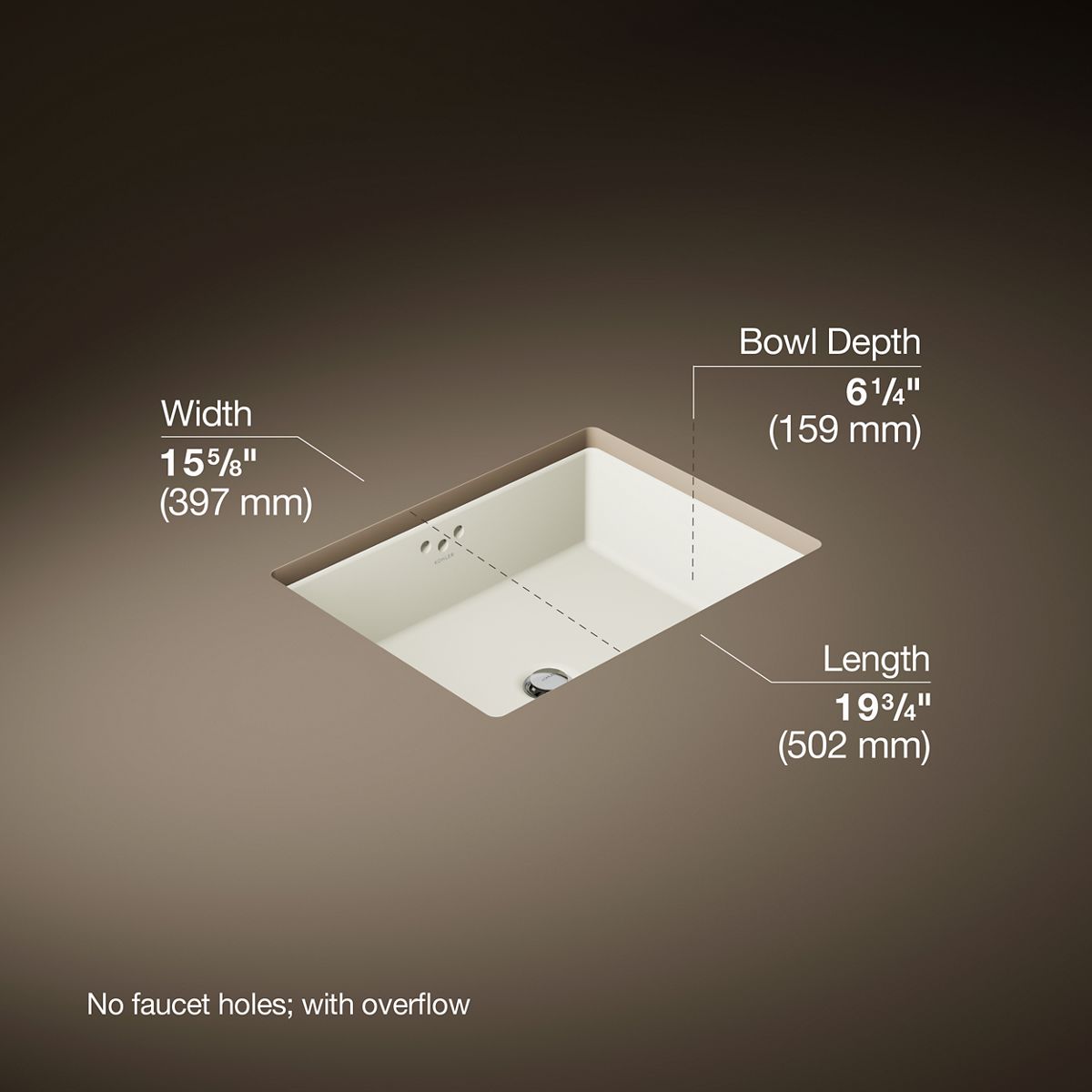 3/4 view of product with dimensions