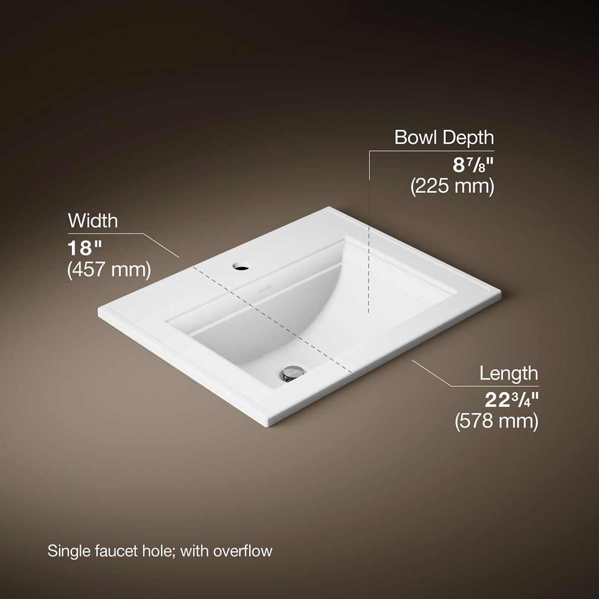 3/4 view of product with dimensions