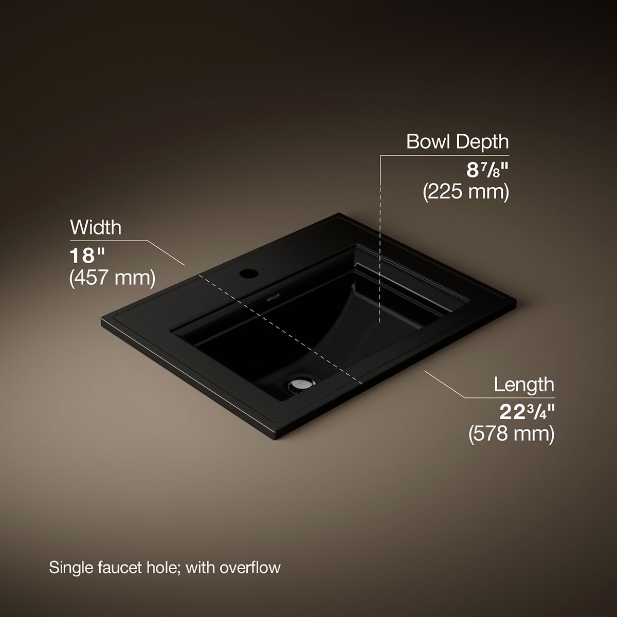 3/4 view of product with dimensions