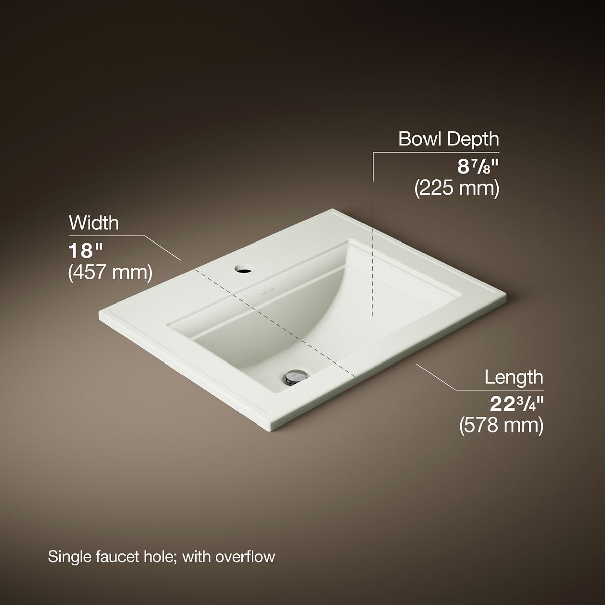3/4 view of product with dimensions