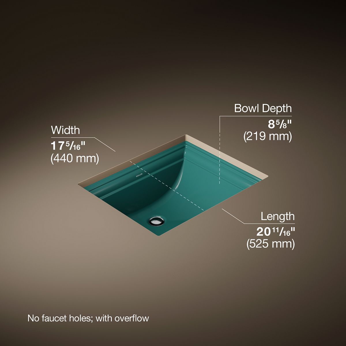 3/4 view of product with dimensions