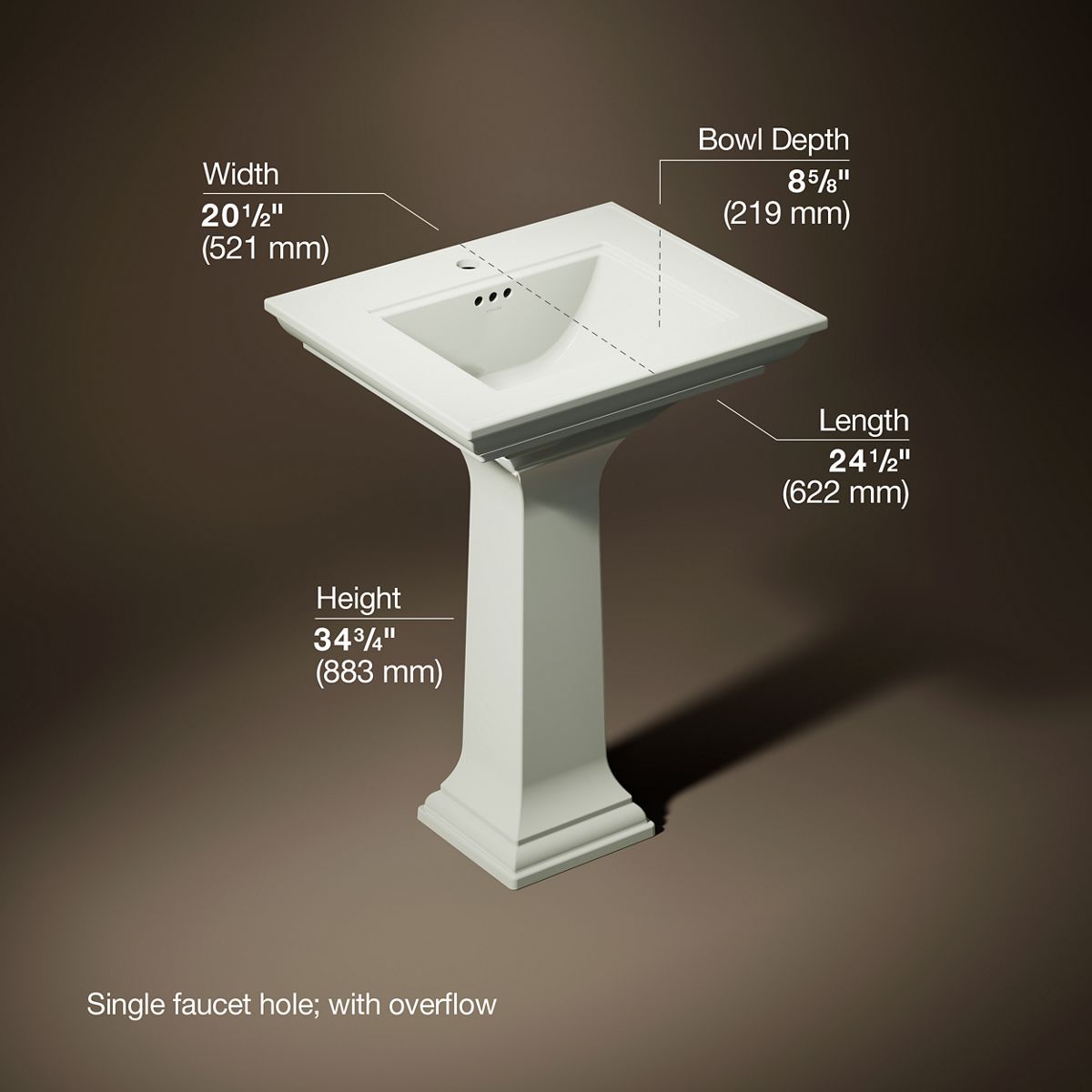 3/4 view of product with dimensions