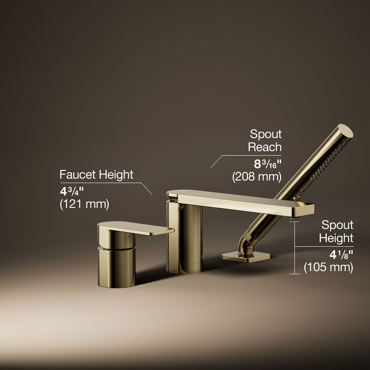 3/4 view of product with dimensions