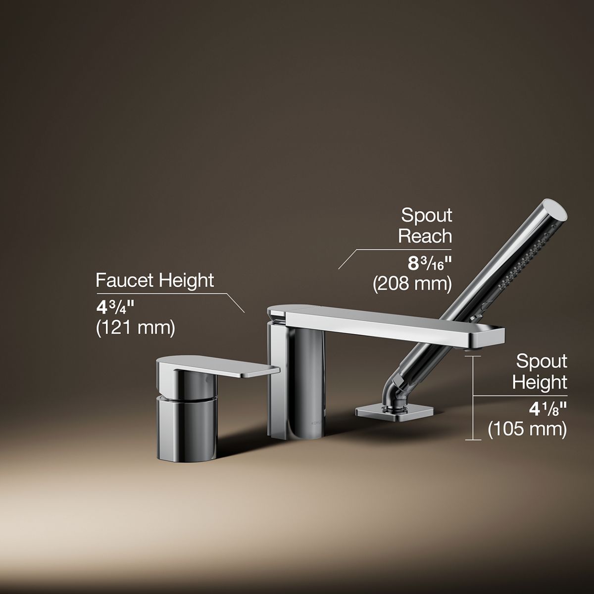 3/4 view of product with dimensions