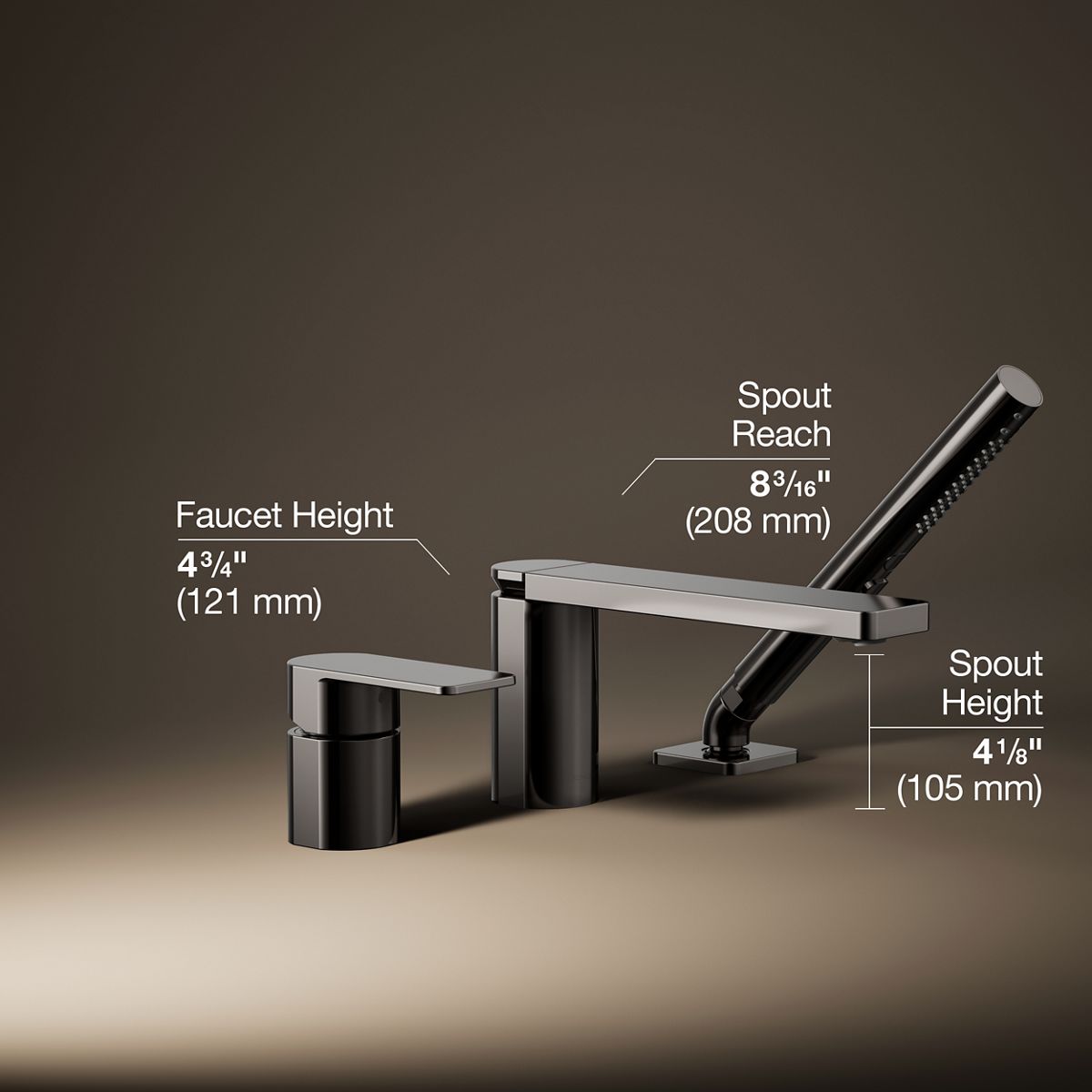 3/4 view of product with dimensions