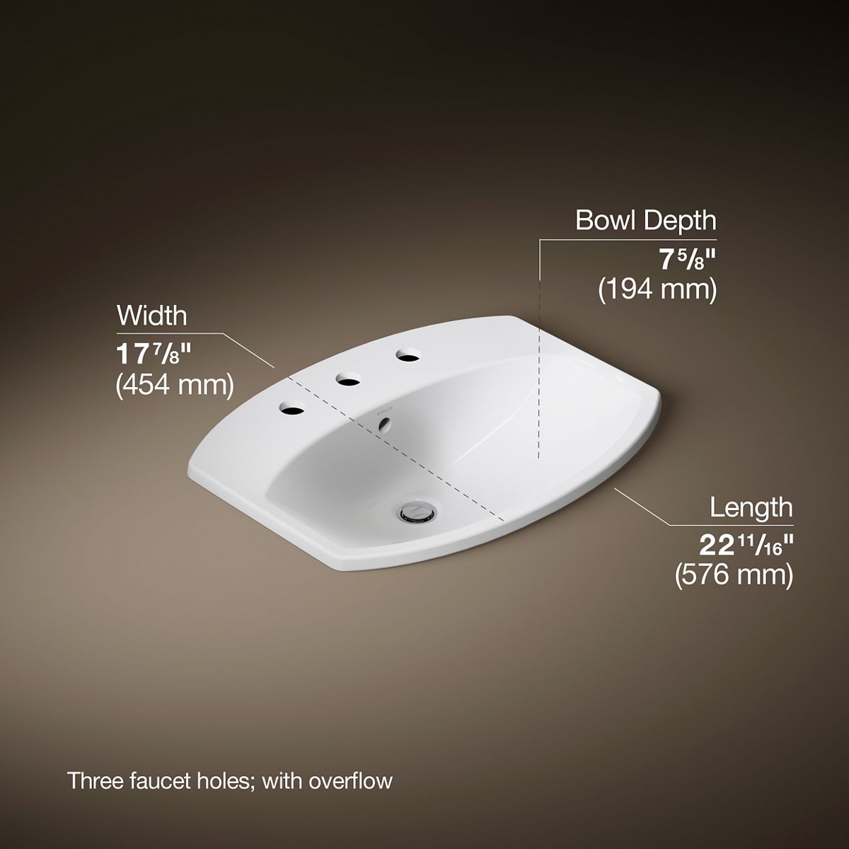 3/4 view of product with dimensions