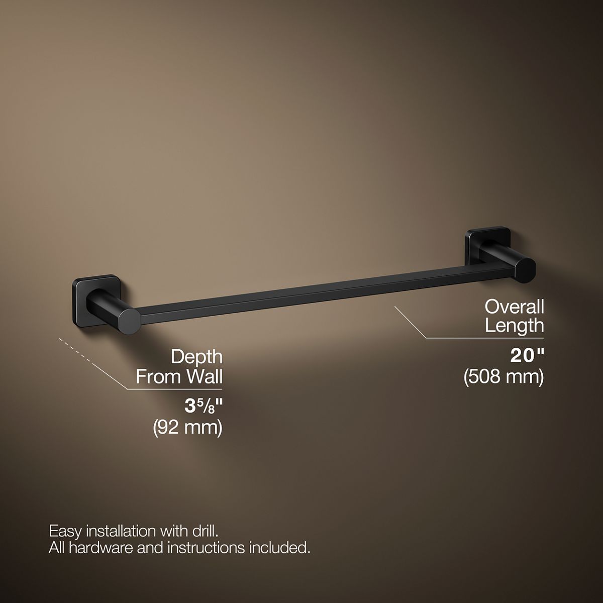 3/4 view of product with dimensions