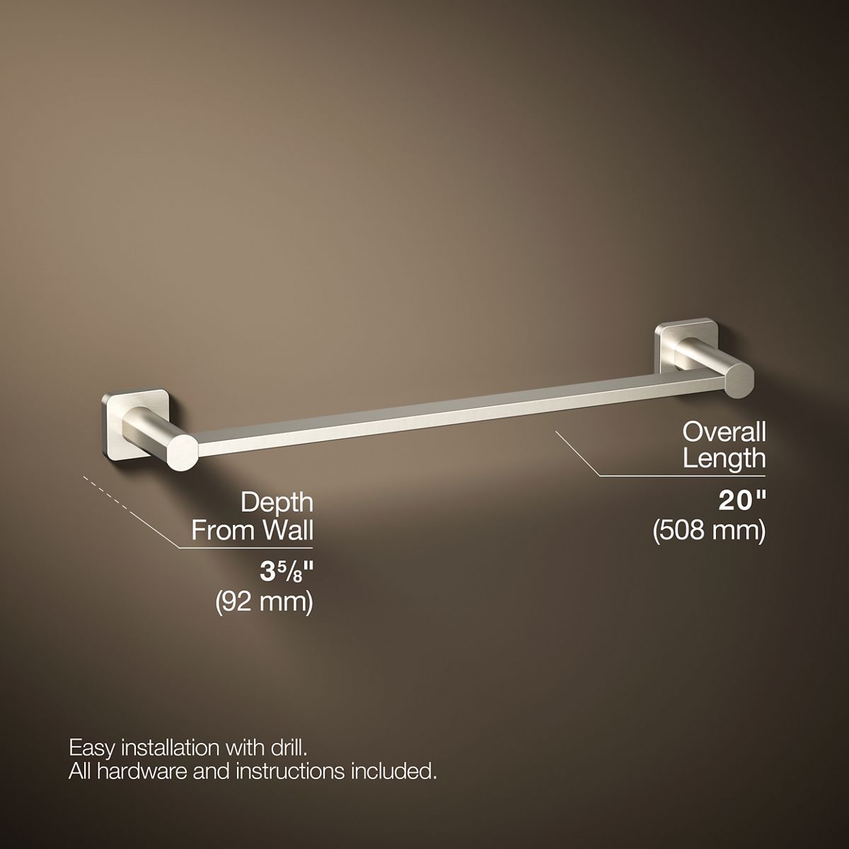 3/4 view of product with dimensions