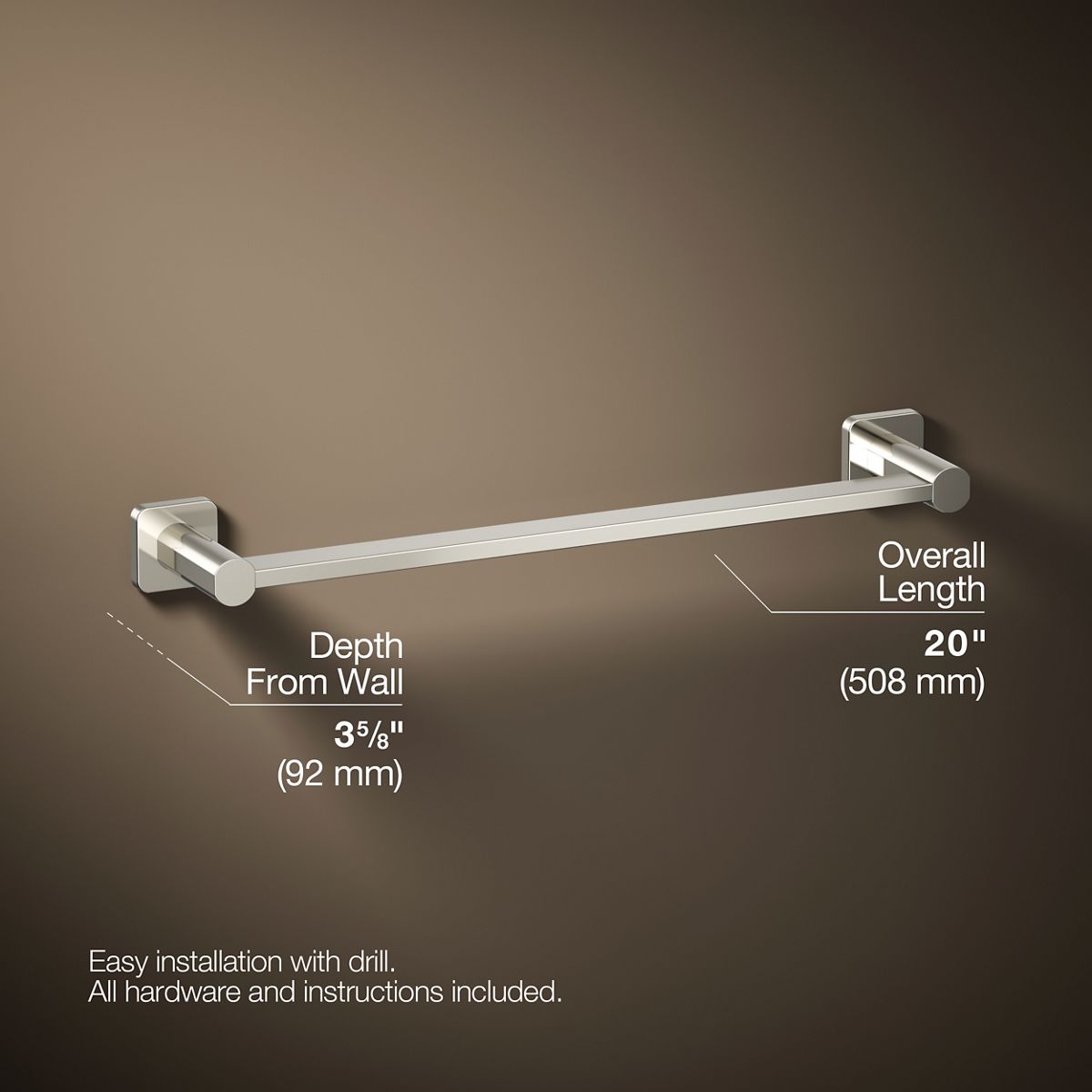 3/4 view of product with dimensions