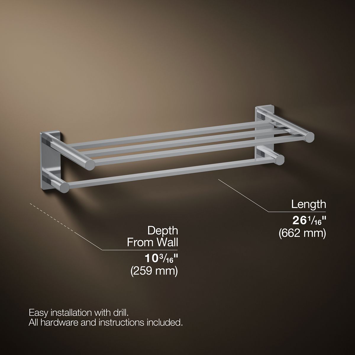 3/4 view of product with dimensions
