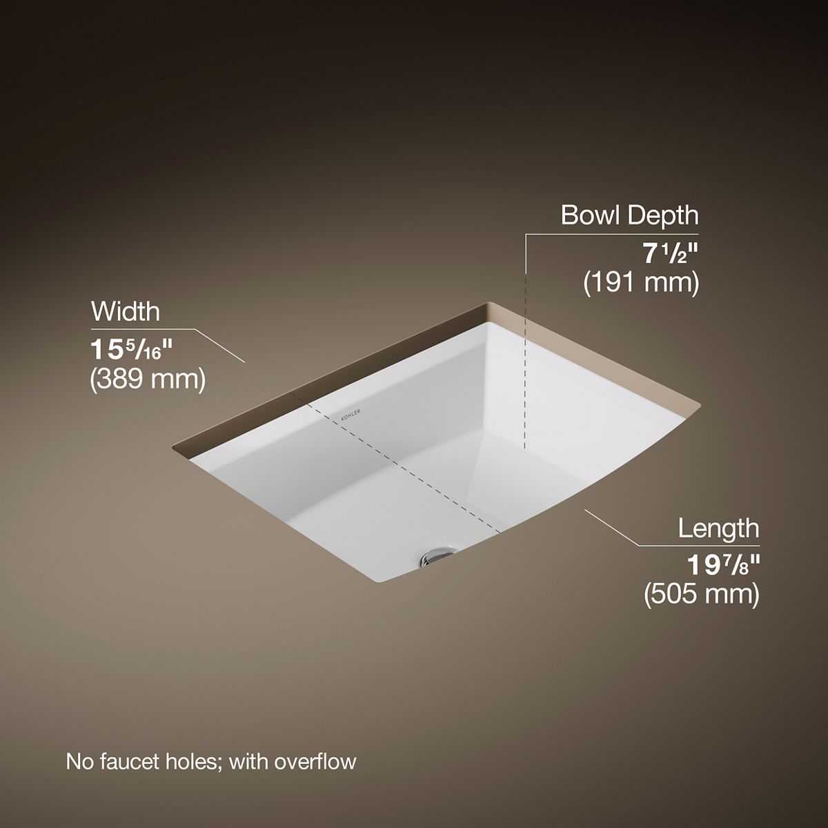 3/4 view of product with dimensions