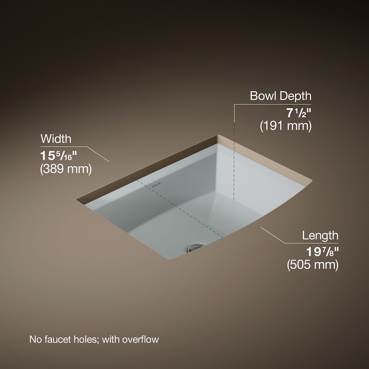 3/4 view of product with dimensions