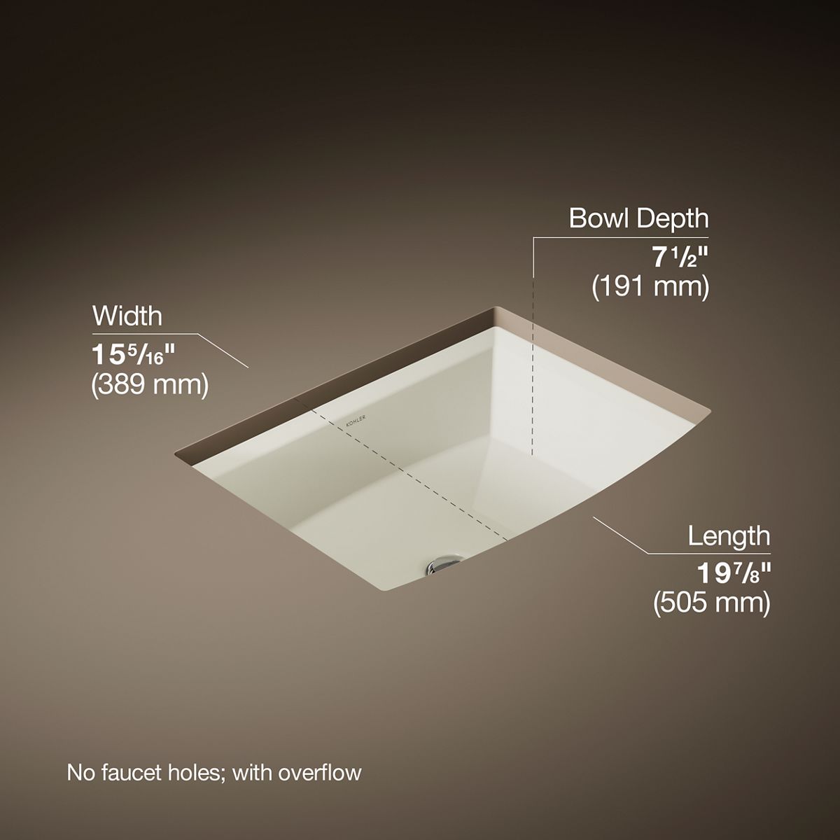 3/4 view of product with dimensions