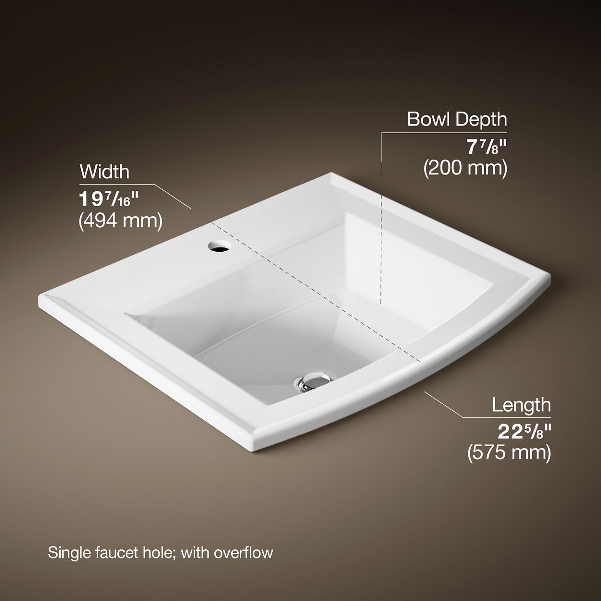 3/4 view of product with dimensions