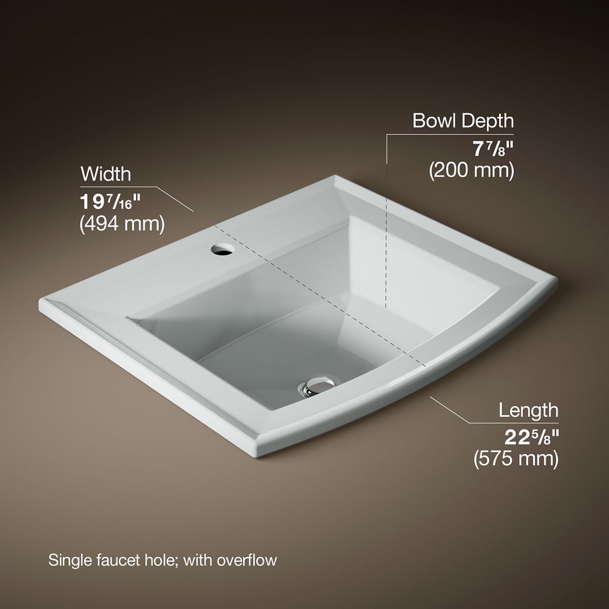 3/4 view of product with dimensions