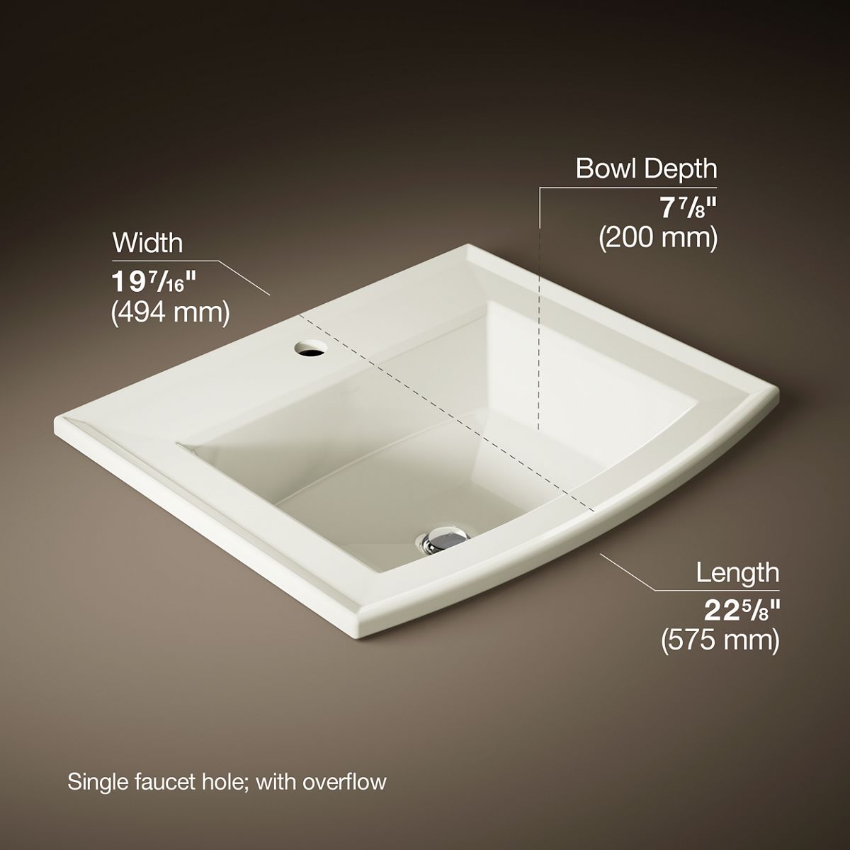 3/4 view of product with dimensions
