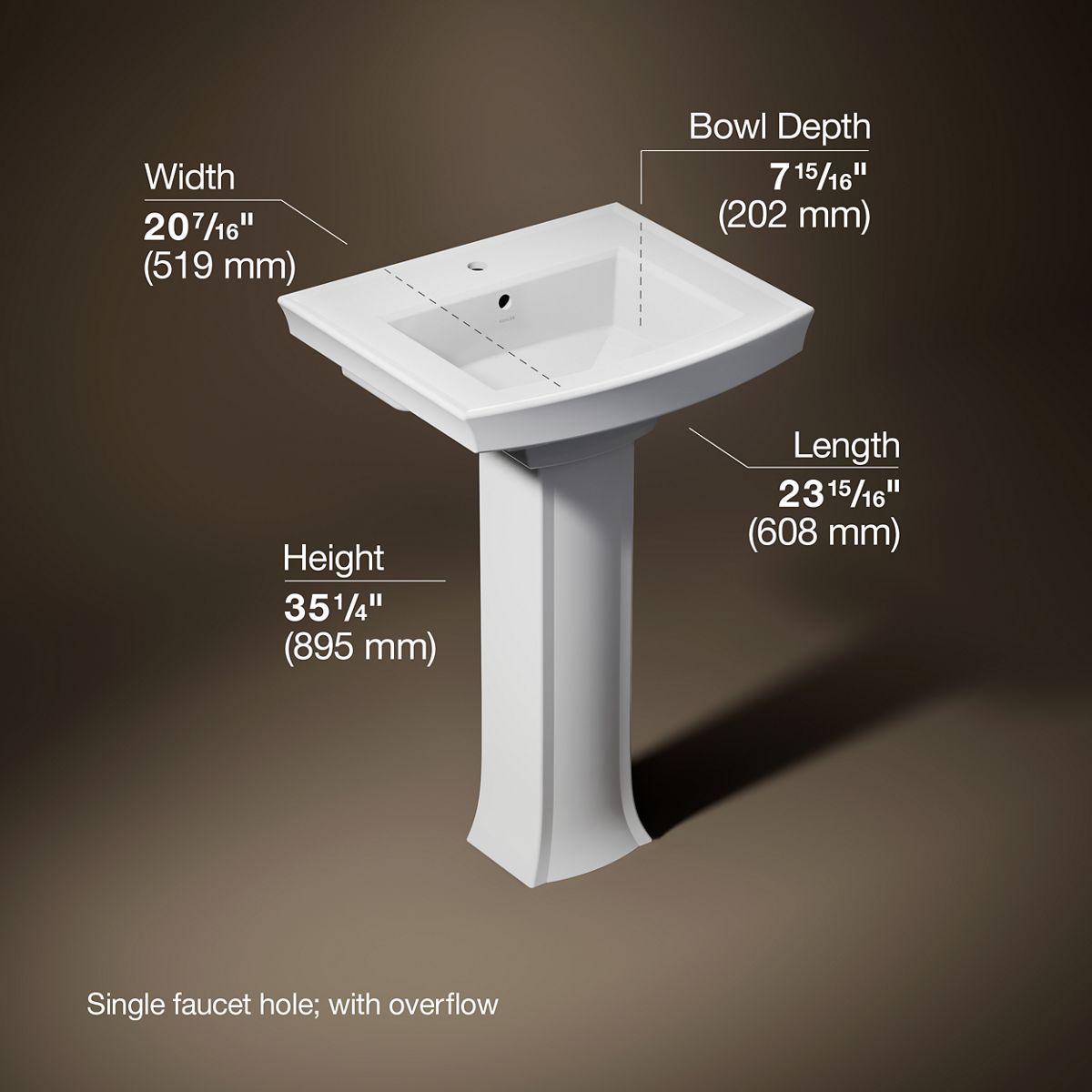 3/4 view of product with dimensions