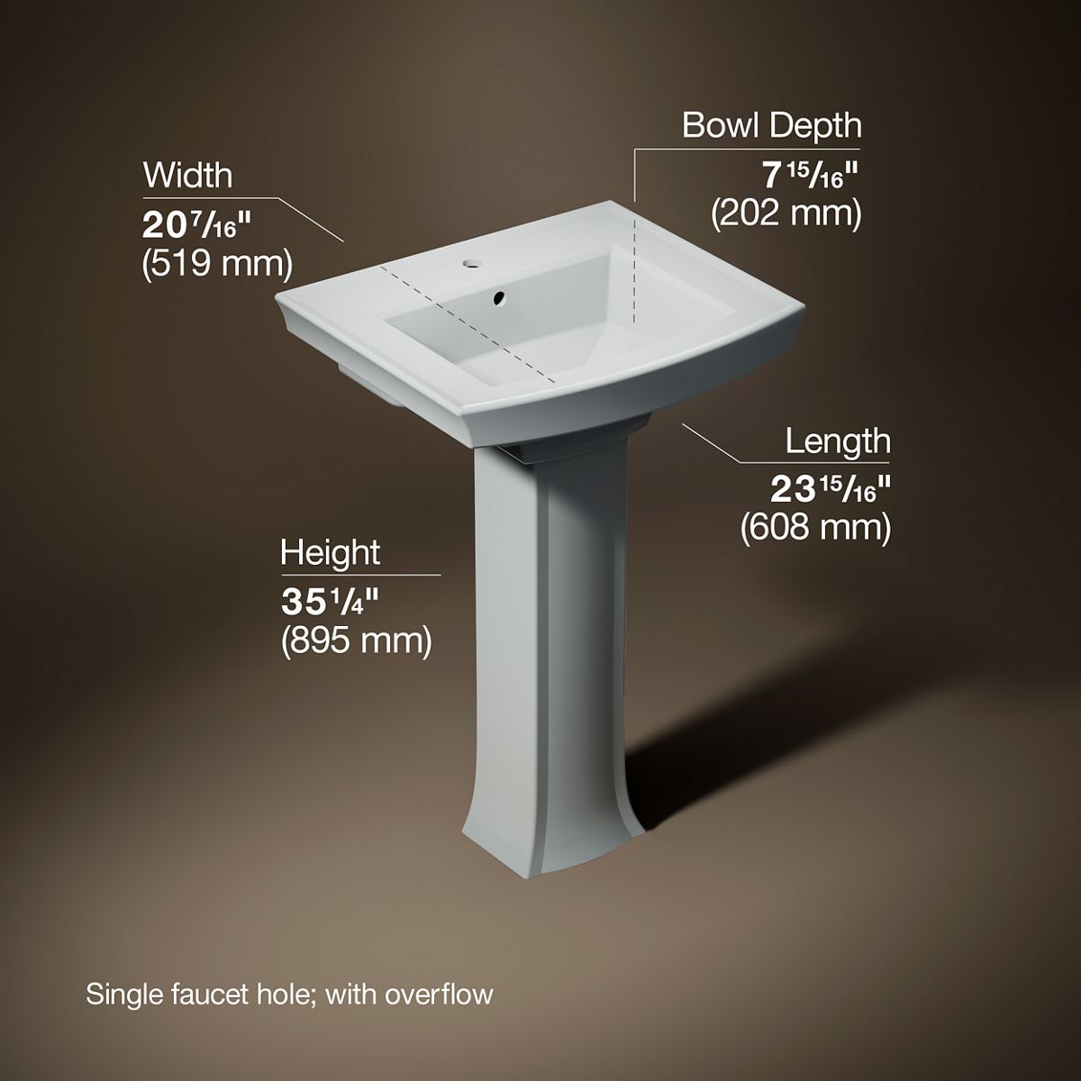 3/4 view of product with dimensions