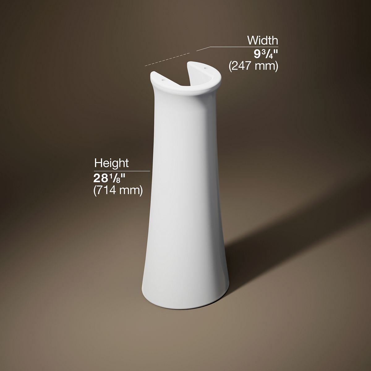 3/4 view of product with dimensions