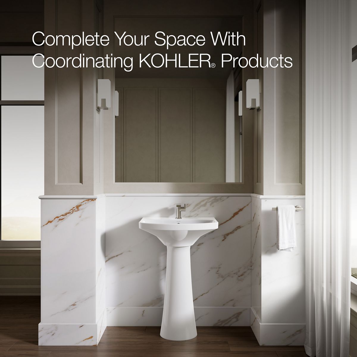 Up to 2 walls & multiple product categories visible, 1-point perspective