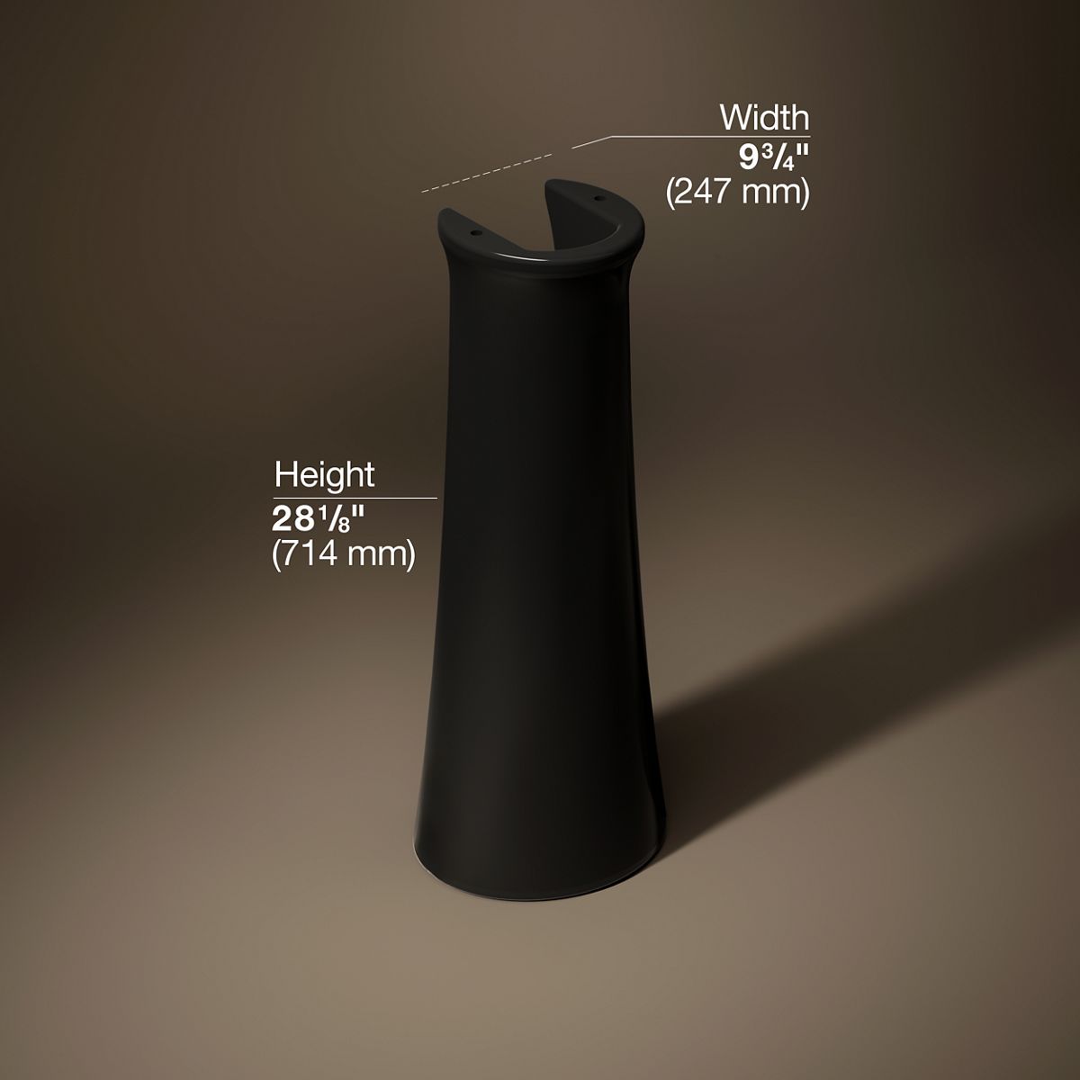 3/4 view of product with dimensions