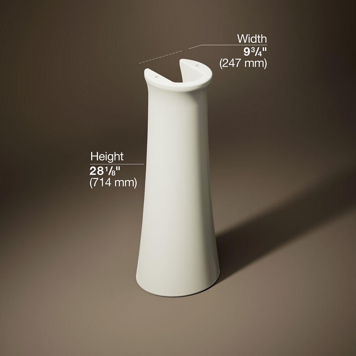 3/4 view of product with dimensions