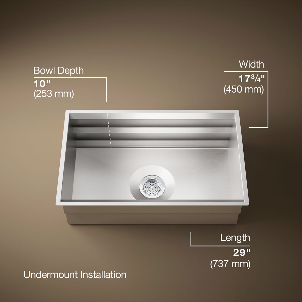 3/4 view of product with dimensions