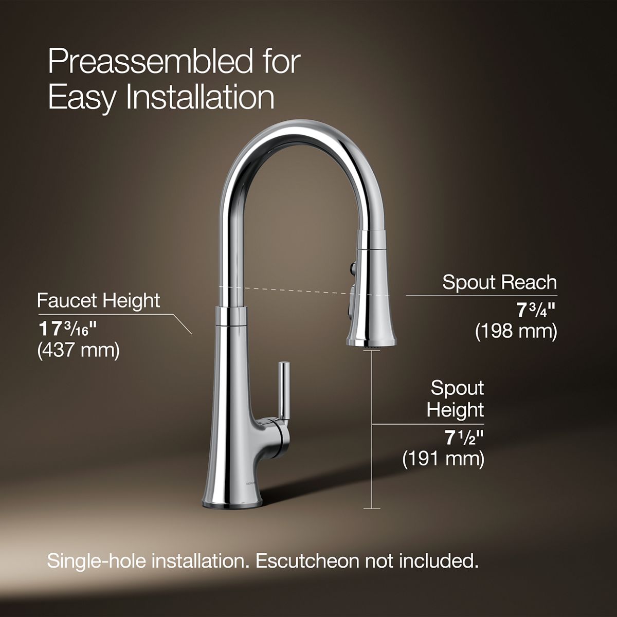 3/4 view of product with dimensions