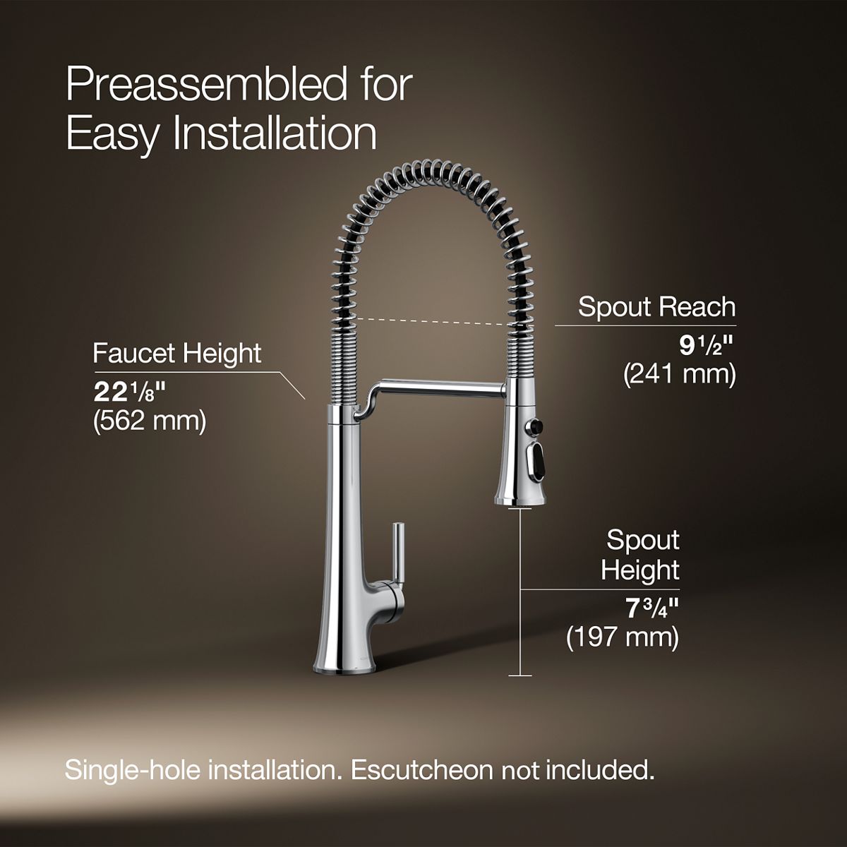 3/4 view of product with dimensions
