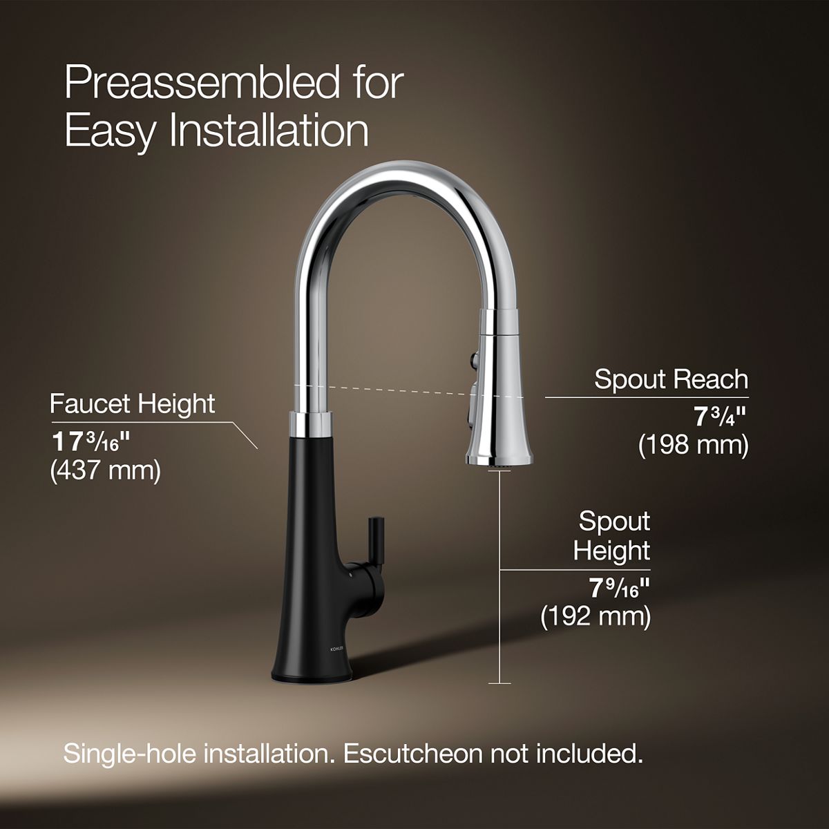 3/4 view of product with dimensions