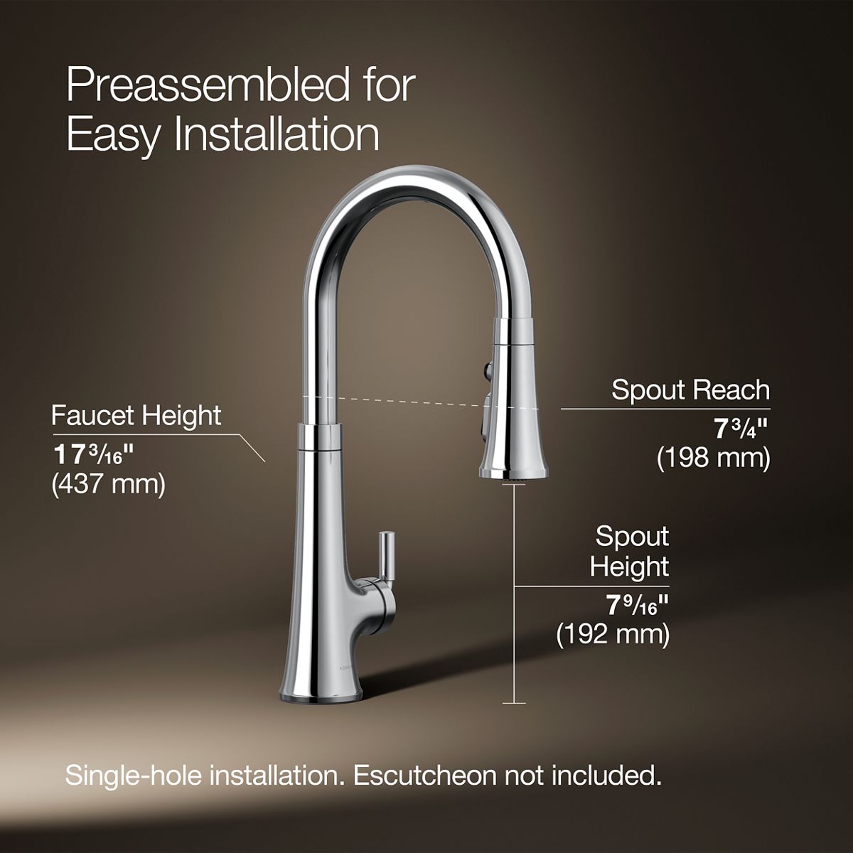 3/4 view of product with dimensions