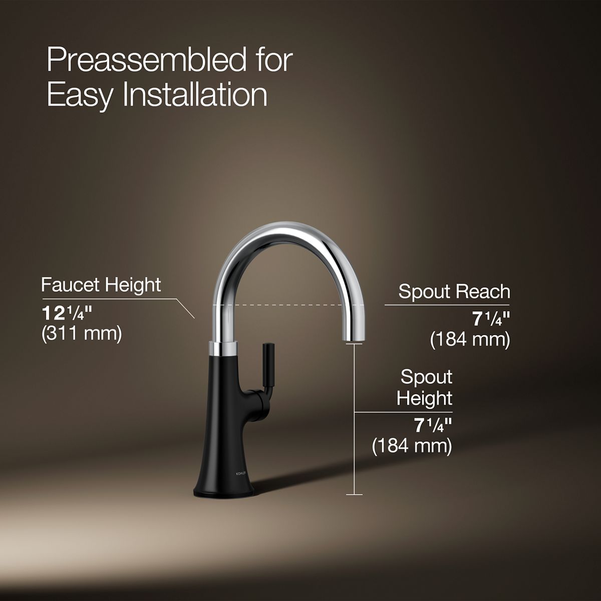 3/4 view of product with dimensions