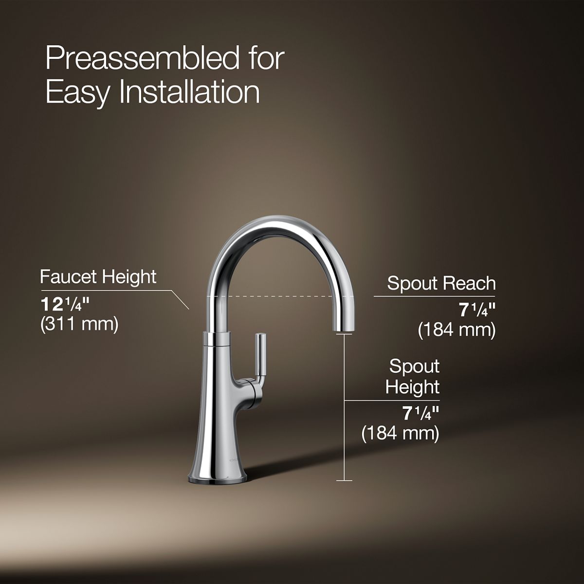 3/4 view of product with dimensions