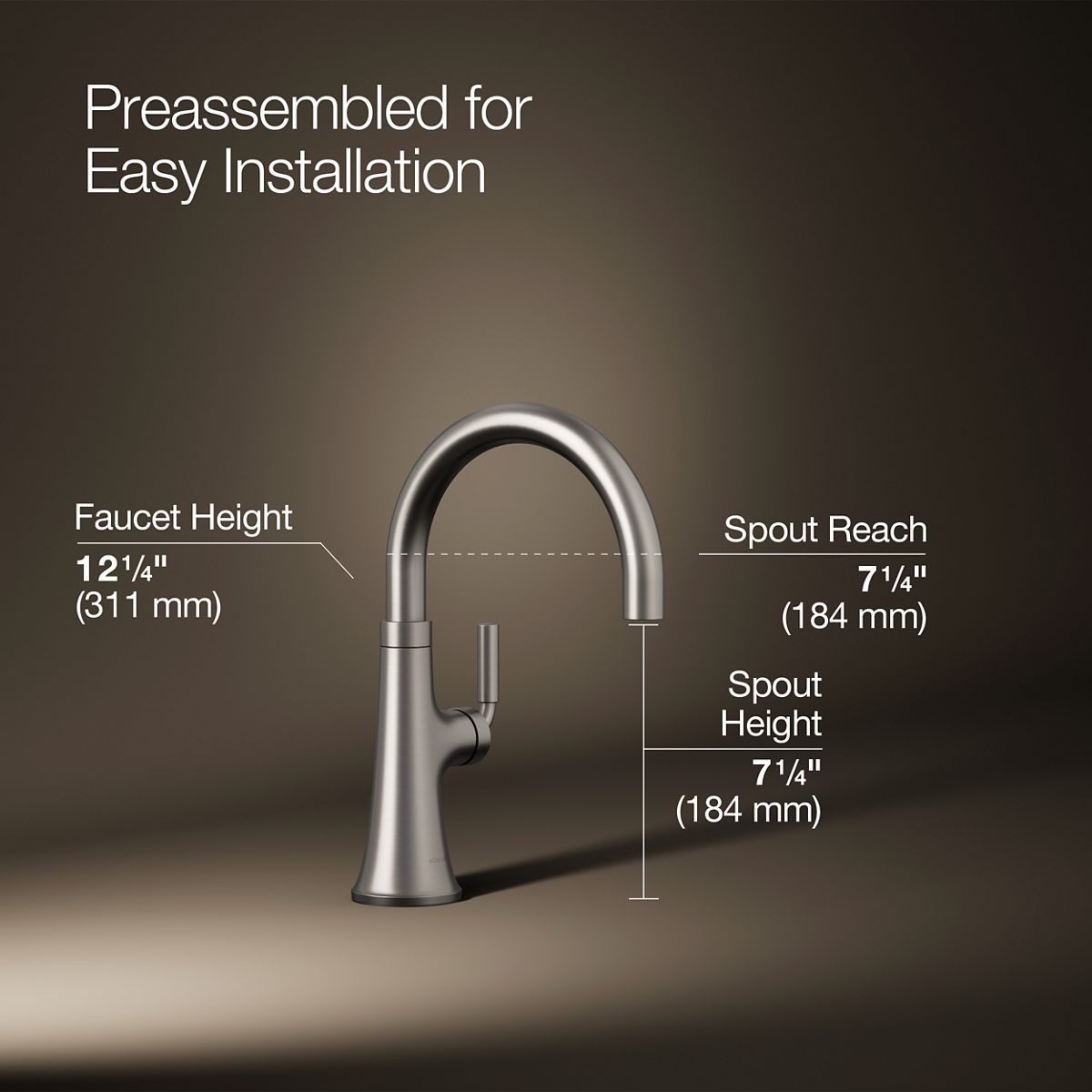 3/4 view of product with dimensions
