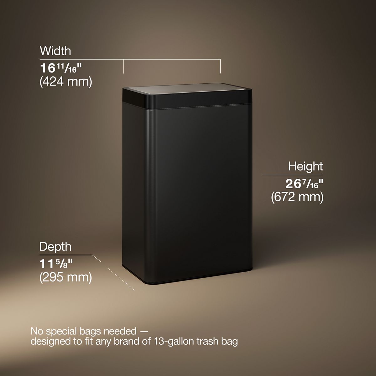 3/4 view of product with dimensions