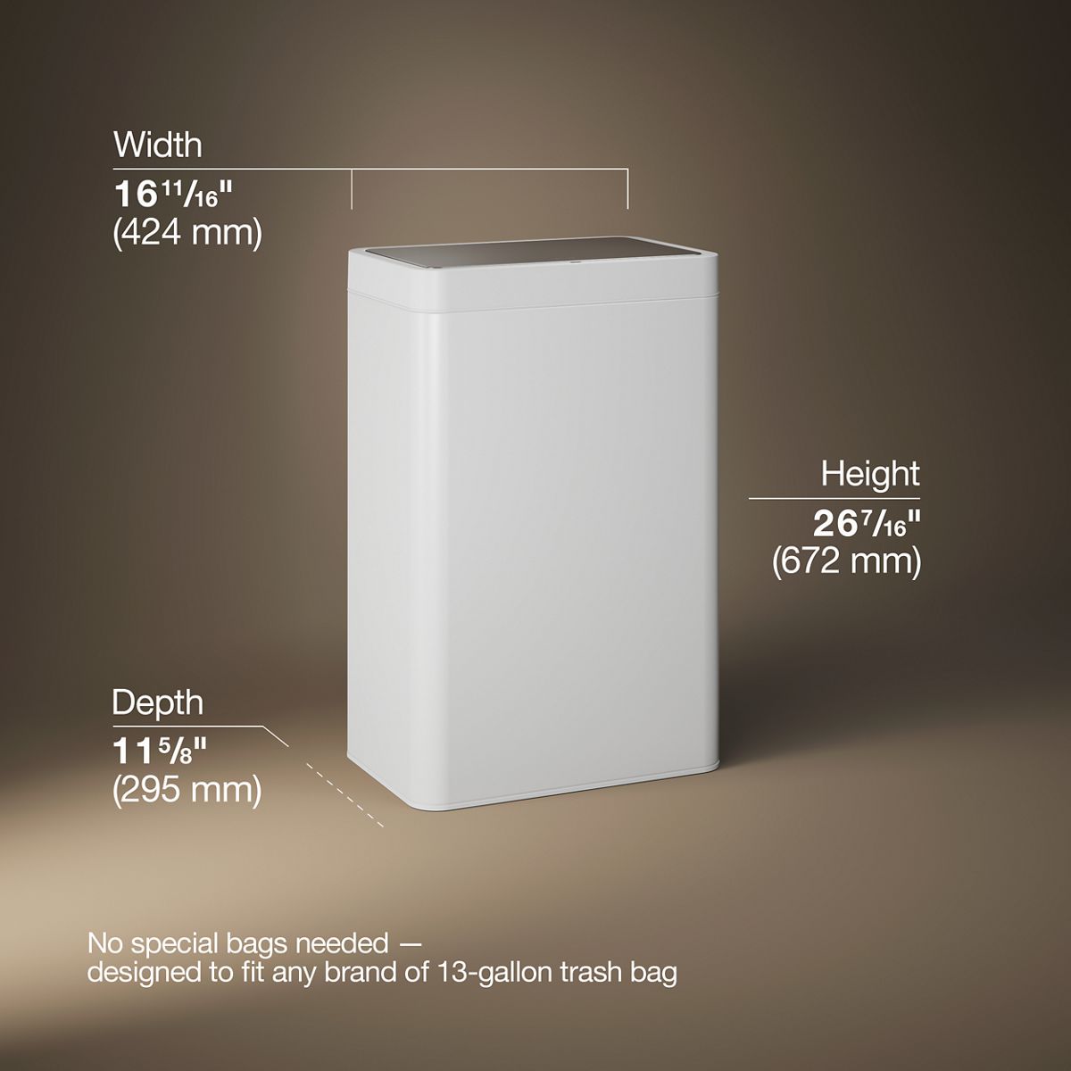 3/4 view of product with dimensions
