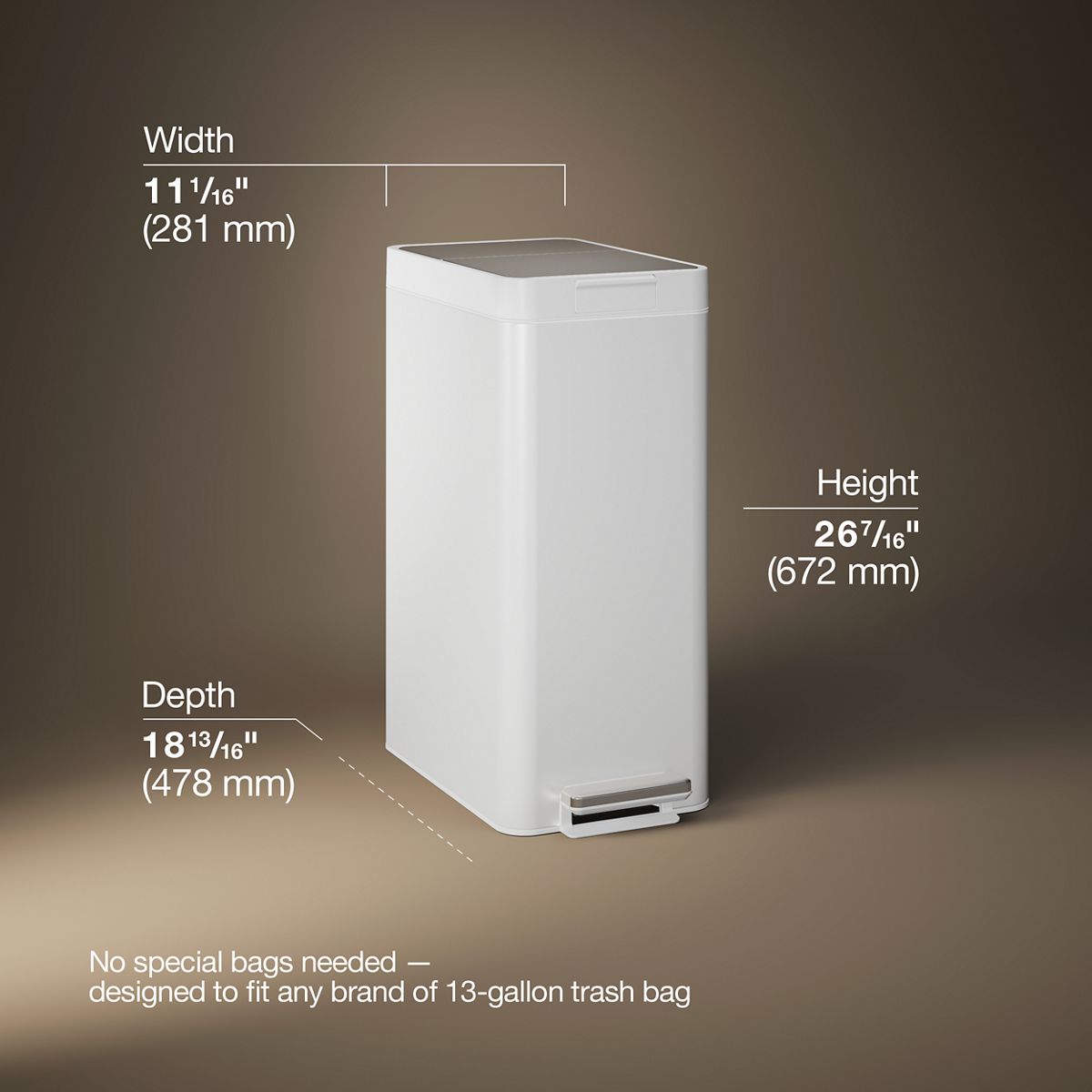 3/4 view of product with dimensions