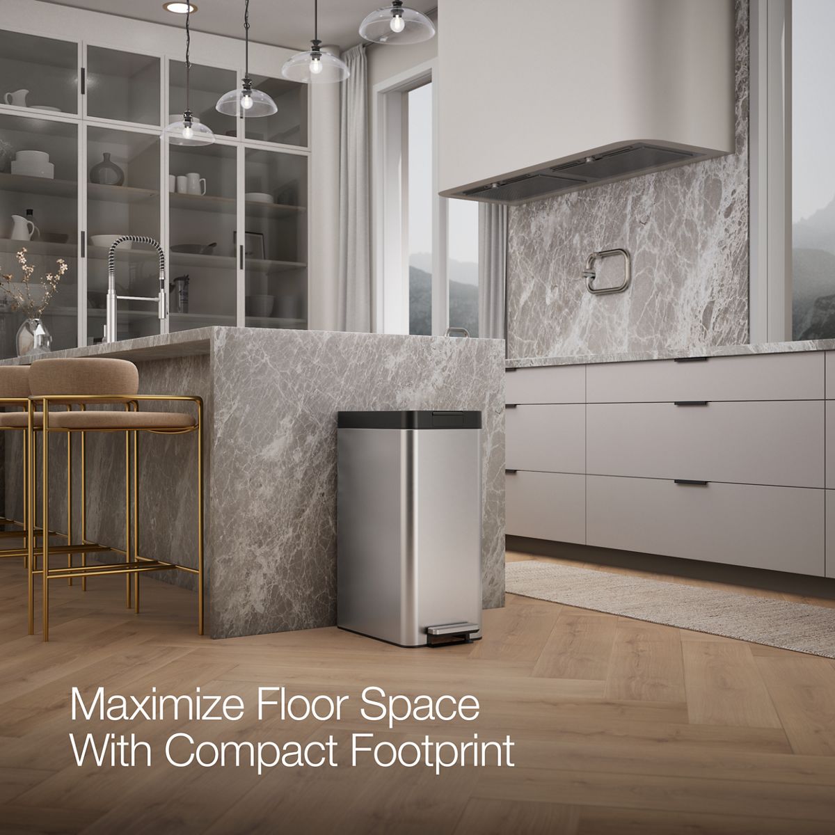 13-Gallon SS Bifold Step Trash Can | K-23826 | KOHLER