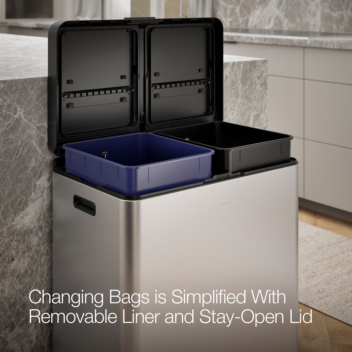 21.7 Gallon SS Dual Bin Step Trash Can | K-23828 | KOHLER
